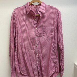 J Crew Lightweight Cotton Long Sleeve shirt Pink/Grey stripes